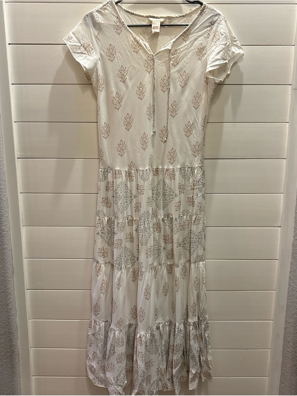Sundance Cream Maxi Dress with Gold Botanical Print - Picture 3 of 8